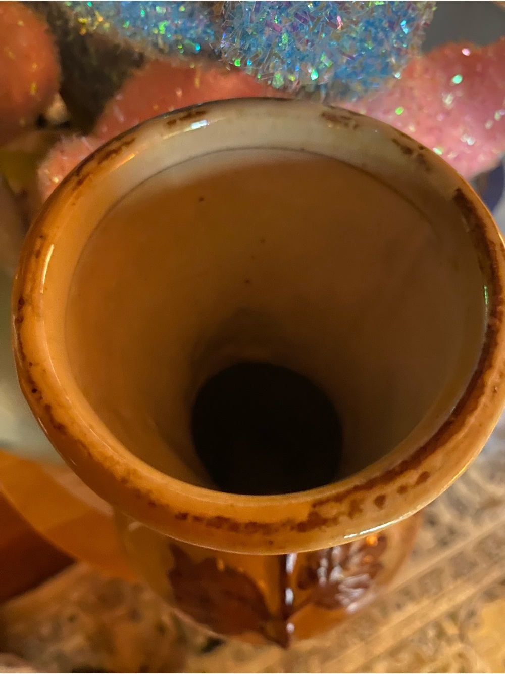 Vintage Embossed brown and gold Ceramic Vase - Picture 3 of 4